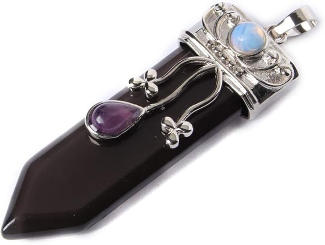 Amazon 天然蛍石の剣ペンダント カットクリスタルストーン 剣のアクセサリー 黒曜石 ネックレス 通販