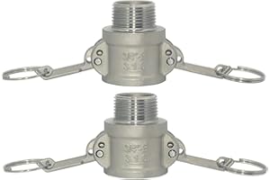 VARMHUS Male Pipe Threads x 3/4" Type B Trash Pump Adapter Female Camlock,Type B Hose Fitting,Stainless Steel 316