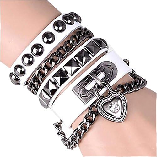Utosi Women Men Unisex Couple Fashion Punk Retro Metal Spike Studded Leather Bracelet Rivet Bracelet