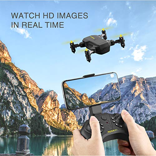 TCMMRC Peak Bird Mini WiFi FPV with 0.3MP/5.0/4KMP HD Camera Altitude Hold Mode Foldable RC Drone Quadcopter RTF with LED Light, One-Key Automatic Return, for Children, Adults and Beginners