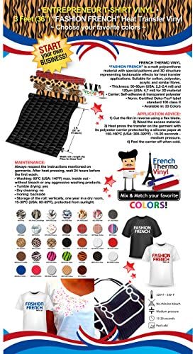 ENTREPRENEUR T-SHIRT VINYL: 3 feet (36") French Thermo Vinyl “FASHION FRENCH” (Heat Transfer Vinyl) - Color: LEOPARD - Choose your favorite colors
