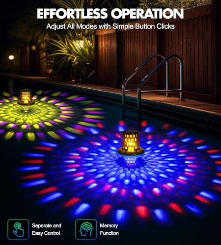 LuxBlue Floating Pool Light, Floating Pool Light Above Ground with Underwater Light Show, IP68 Waterproof LED Swimming Pools, Solar Pool Light for Spa, Bathtub, Garden