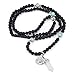 Top Plaza 108 Natural Lava Rock Stone Tibetan Buddhist Prayer Mala Beads Buddha Yoga Meditation Wrap Bracelet/Necklace 6mm - Hexagonal Point White Crystal