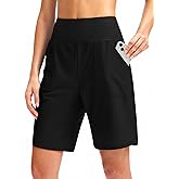 Viodia Women's 9" Long Swim Board Shorts with Pockets High Waisted Beach Swimsuits Knee Length Short for Women with Liner