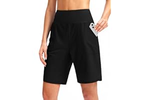Viodia Women's 9" Long Swim Board Shorts with Pockets High Waisted Beach Swimsuits Knee Length Short for Women with Liner