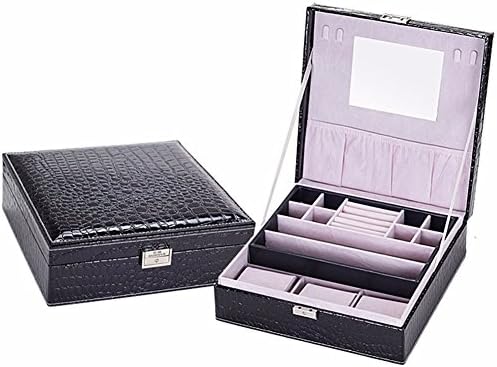 QPSSP Crocodile Print, Leather Jewelry Box, Princess European Style Watch, Jewelry Box, Birthday Gift,E