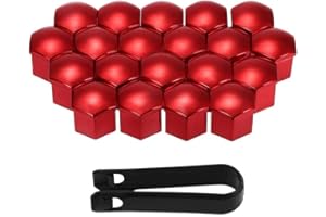 D DOLITY 20pcs Universal 17mm Wheel Nut Covers Caps Screw, Red, 17mm