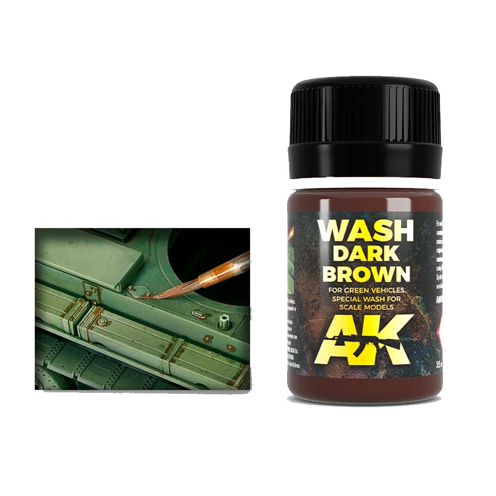 AK Interactive - Enamel Wash: Dark Brown for Green Vehicles - AK00045