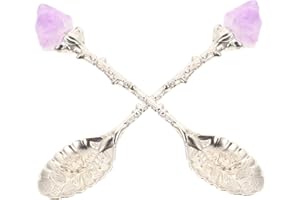 BESPORTBLE 2Pcs Crystal Stone Coffee Spoons Dessert Teaspoons for Coffee Tea Ice Cream Yogurt Portable Elegant