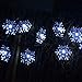 Viewpick 50 LED Solar Christmas Lights Outdoor Cool White Christmas Snowflake String Lights, Solar Powered LED Fairy Lights Xmas Tree Snowflake Decor Light for Party Patio Garden Roof Window Decor