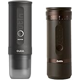 OutIn Nano Portable Electric Espresso Machine with Fino Portable Electric Coffee Grinder, Brown & Grey