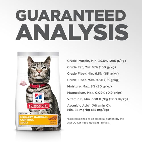 HILL’S SCIENCE DIET URINARY HAIRBALL CONTROL, ADULT 1-6, URINARY TRACK HEALTH & HAIRBALL CONTROL SUPPORT, DRY CAT FOOD, CHICKEN RECIPE, 7 LB BAG