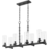 quorum lighting Juniper - 8 Light Linear Chandelier-22.5 Inches Tall and 13.5 Inches Wide-Matte Black Finish