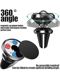 Soporte magnético de coche para ventilación de coche, soporte universal para teléfono móvil con rotación de 360°, compatible con iPhone X 8 Plus 7 6S SE Samsung Galaxy S9 S8 Edge S7 S6 Note 9 y más (negro)