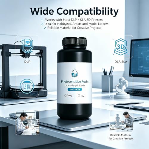 YzLumyndra UV-Curing 3D Photopolymer Resin, 1kg High Precision Low Shrinkage Resin for LCD/DLP/SLA Printers – Fast Curing, Non-Toxic, Compatible with Ender & Anycubic (Flesh Tone)