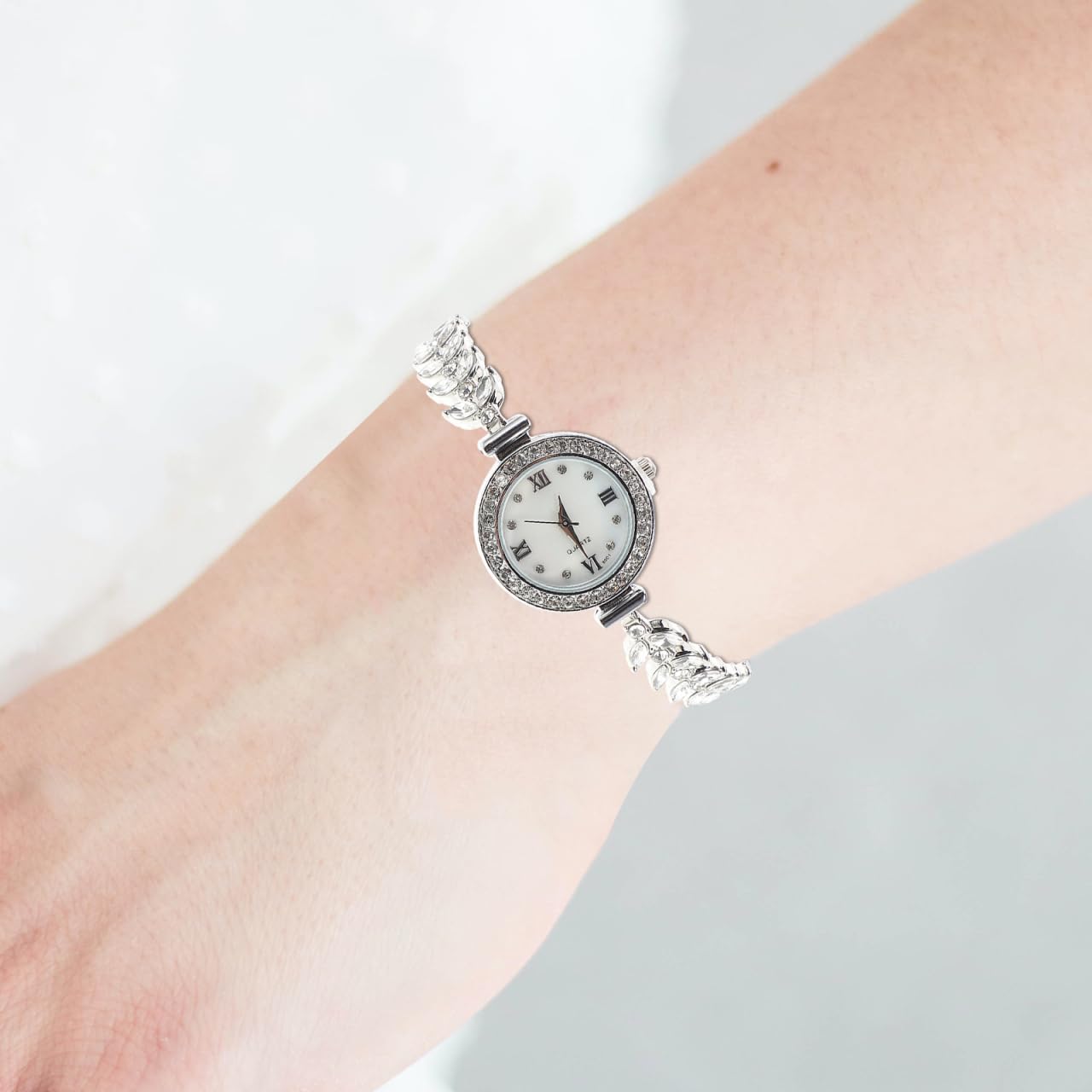 minkissy Rhinestone Women Watch Elegant Silver Bracelet with Quartz Mechanism Mermaid Themed Design Durable for Casual and Formal Occasions