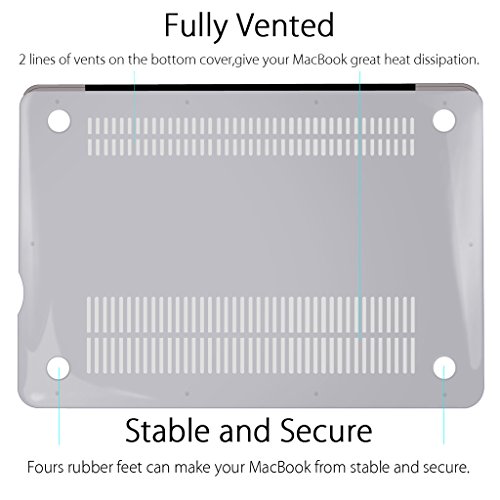 UESWILL 2in1 Glossy Crystal Clear See Through Hard Shell Case with Silicone Keyboard Cover for MacBook Pro 15" with CD-ROM (Non-Retina)(Model:A1286)+ Microfibre Cleaning Cloth, Transparent
