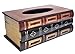 Bellaa 25150 Tissue Box Holder Rectangular Vintage Antique Book Paper Napkin Dispenser Home Office Car Top Lid Wooden Refillable Big Fits All Boxes
