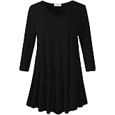 LARACE Tunics 3/4 Sleeve Plus Size Tops for Women V Neck Loose Fit Flowy Clothing for Leggings