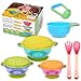 Baby Bowls, Kaptron Set of 3 Suction Baby Feeding Bowls Set with Food Masher, Spoon and Fork, Feeding bowls for toddlers - 3 sizes FDA Approved BPA Free Stackable Spill Proof Suction Bowls with Lids