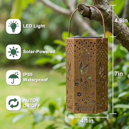 Eandisom Birthday Gifts for Women - Garden Decor Hummingbird Solar Lanterns Outdoor Waterproof, Mothers Day Gifts for Mom Grandma, Hanging Solar Lights Outside for Yard, Patio
