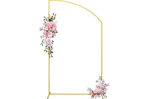 Fivenl Arch Backdrop Stand 3x6.6FT Balloon Arch Stand Stable Gold Wedding Arch Frame Metal Arch Backdrop Stand for Wedding Ceremony Birthday Party Bridal Baby Shower Banquet Decoration