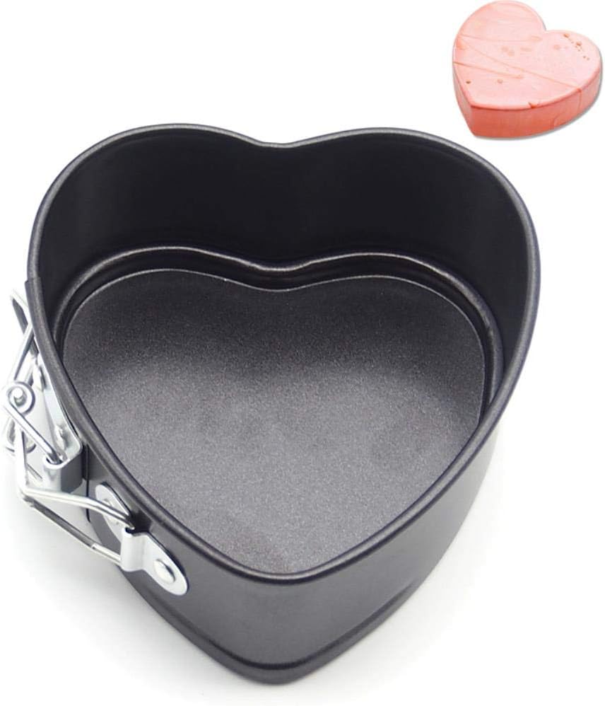 LYHONG Non-Stick Springform Carbon Steel Heart Shape Cheesecake Cake Pan With Removable Bottom Latch Mold Cake Tin Tray Baking Mould