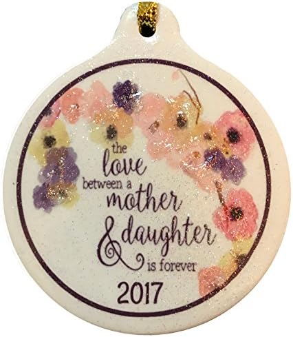 Laurie G Creations Love Between Mother and Daughter is Forever Porcelain Ornament Flower Watercolor Gift Boxed
