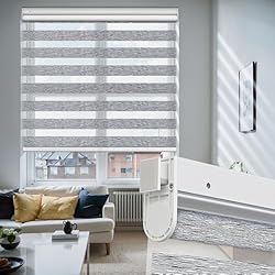 Moonice No Drill No Tools Cordless Zebra Blinds for