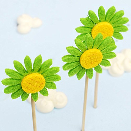 NUOMI 36Pcs Flower Cupcake Toppers Decorations Kids Birthday Party Food Picks Supplies, Cake Muffin Decorating Toppers Baby Shower Christmas Favors for Boy Girl, Sunflowers