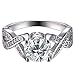 FENDINA Jewelry Womens Luxurious 18K White Gold Plated Cubic Zirconia Infinity Love Solitaire Promise Eternity Ring Engagement Wedding Anniversary Band Her, Size 8