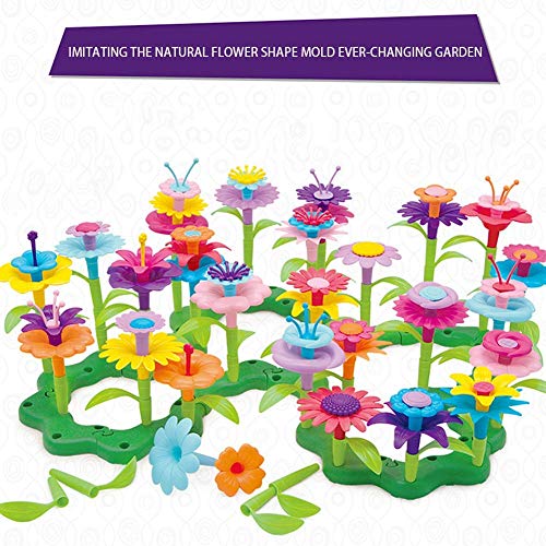 image for QHTOY DHSM Children's Toy Set Flower Building Toy Garden Building Bloc