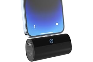 GEEK FULLY Small Portable Charger 5000mAh Mini Power Bank Fast Charging 5V2A Output Ultra-Compact Slim External Battery with LCD Display Compatible with Phone, AirPods