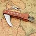 WOLFLAND 2 pcs Set Professional Folding Mushroom Hunting Knife Fungus Truffles Harvest Sharp Knives Natural Wood Handle Pocket Knife w/Bristle Brush