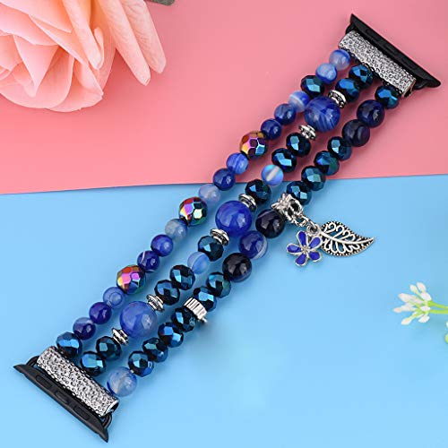 Sodoop Bracelet Compatible for Apple Watch Band 42mm/44mm Women Girl, Fashion Luxury Handmade Elastic Beaded Straps Replacement Wristband Compatible for iWatch Series 4/3/2/1