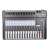 ammoon 120S-USB 12 Channels Mic Line Audio Mixer Mixing Console USB XLR Input 3-band EQ 48V Phantom Power with Power Adapter