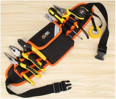 Tool Belt Waist Bag Maintenance and Electrician's Pouch with Pockets for Tools, Flashlight, Keys,Dayxi Work Apron Tool Pouch Adjustable Quick Release Buckle Drill Holster (1 pockets 6 loops)