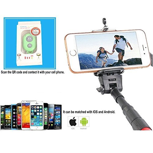 Selfie Phone Holder with Camera Shutter Bluetooth Remote Control for All Trekking Hiking and Walking Pole Sticks