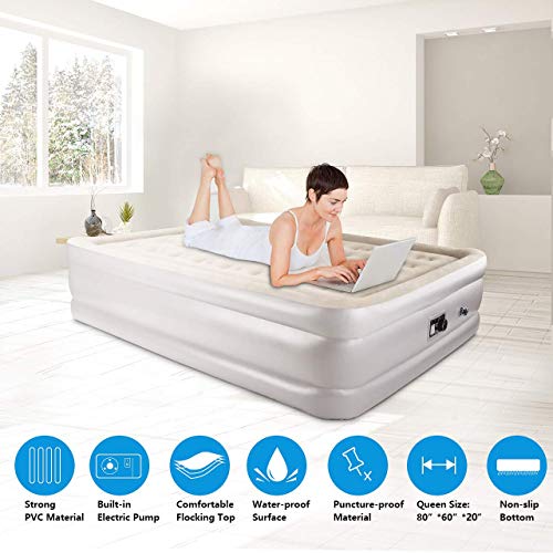 image for TOPELEK Homitt Queen Air Mattress，Inflatable Blow Up Air Mattress wi
