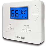 Non-Programmable Thermostat for Home Single-Stage Systems, 1 Heat/1 Cool, Easy DIY Install, Blue Backlight