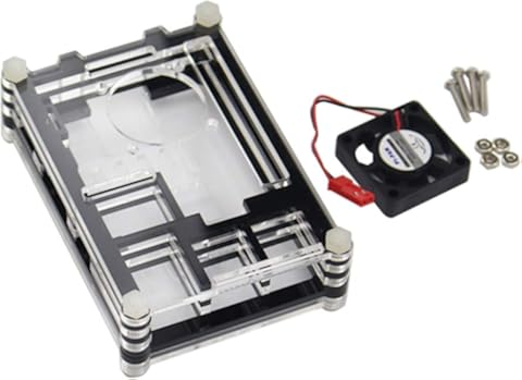 ZTH 9 Capas Caja de acrílico Caja de Carcasa con Ventilador de refrigeración for Raspberry pi 3 (Negro) (Color : Black)