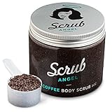 Scrub Angel Organic Arabica Coffee Body Scrub 8oz. An exfoliator that leaves Skin Smooth and Soft while Reducing Cellulite, 100% Natural Treatment