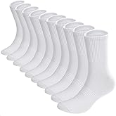 NVLIKNA 10 pairs of White Mid Calf Cotton Socks for Men and Women,Non Slip White Socks for Students, Pure Cotton Breathable School Uniform,Versatile Everyday Cotton,one Size Fits All