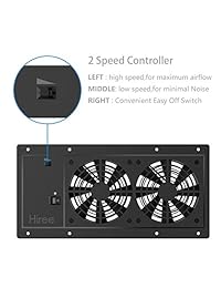 Hiree Ventilador de refrigeración silenciosa de 4 pulgadas con 4 salidas de alimentación CA para el hogar, receptor, DVR, amplificadores AV, gabinete de computadora, clóset, equipo electrónico, sistema de escape de ventilación
