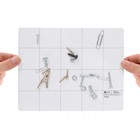 Magnetmatte Arbeitsmatte Reparaturmatte magnetisch Magnetfolie weiss 20cm x 25cm - bewahren Sie während der Reparatur alle Sc