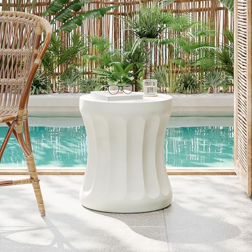 Christopher Knight Home Earleant Outdoor Side Table, Lightweight Concrete Garde…
