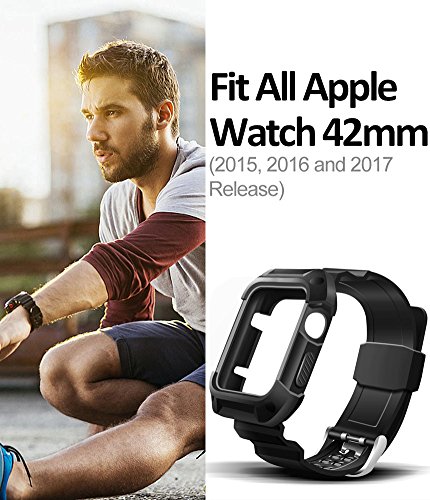 Apple Watch Band 42mm, Ocyclone Apple Watch Series 3 42mm Band iWatch 3/2/1 Sport Protective Bumper Case Strap Replacement for Active Style Men and Women - Thumbnail 5