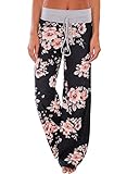 Women's High Waist Floral Print Loose Pants Leggings X-Large Multicolored