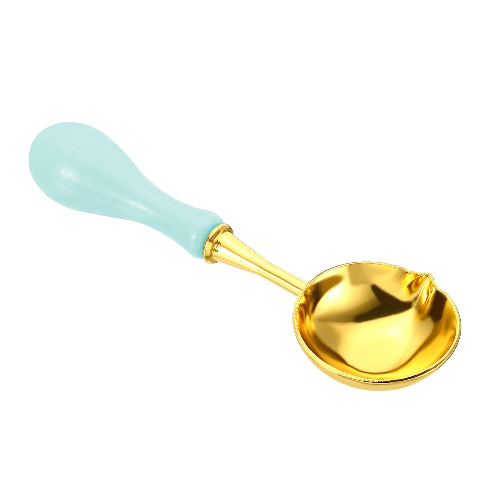 PATIKIL 4" Wax Seal Spoon, Wax Sealing Melting Spoon Brass Vintage Wooden Handle for Wax Seal Stamp Envelope Art Craft, Green/Golden