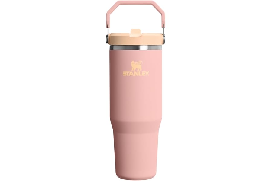 STANLEY IceFlow 2.0 Flip Straw Tumbler with Handle 30 oz | Twist On Lid and Flip Up Straw | Leak Resistant Water Bottle | Insulated Stainless Steel | BPA-Free | Peach Rose
